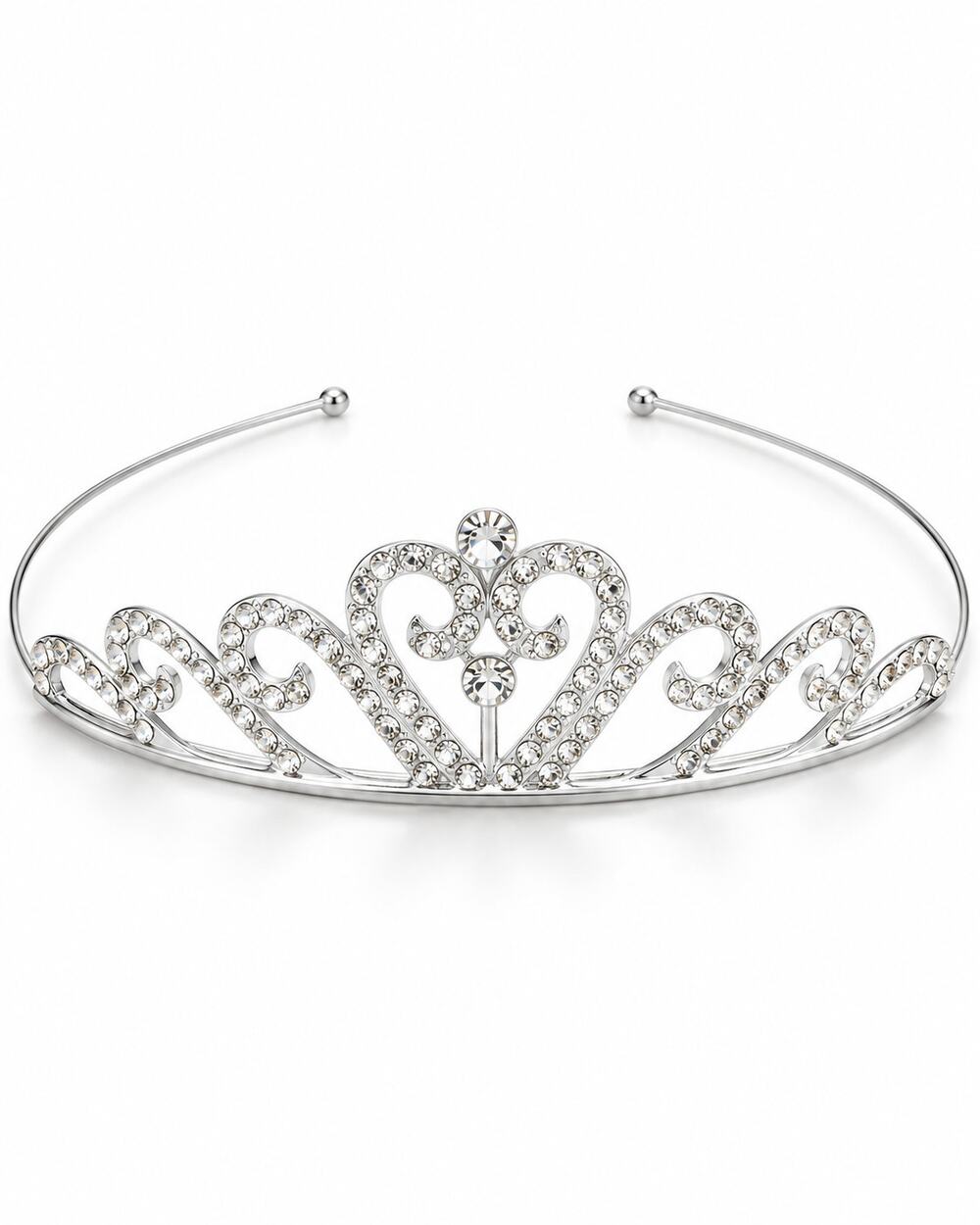 Silver Crystal Rhinestone Princess Tiara Crown Wedding Bridal Prom Headband